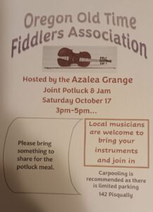 D 4 & 10 – Azalea Potluck Jam